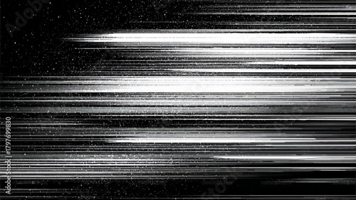 Abstract digital glitch effect with horizontal lines and particle debris Vector, illustration.