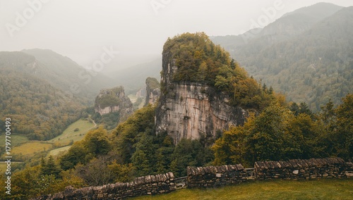 Fototapeta Naklejka Na Ścianę i Meble -  Monk limestone rock massif Mnich in Kobylanska Valley, erosion risk