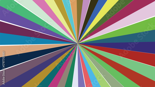 Abstract colorful burst background with radial lines emanating from center point
