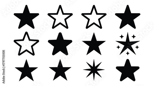 Celebrate success with a constellation of star shapes, perfect for awards, ratings, or holiday designs that shine with creativity and a touch of magic