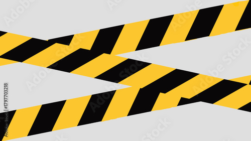 Yellow and black striped caution tapes crossing over a neutral light gray background, symbolizing warning, danger, or restriction.
