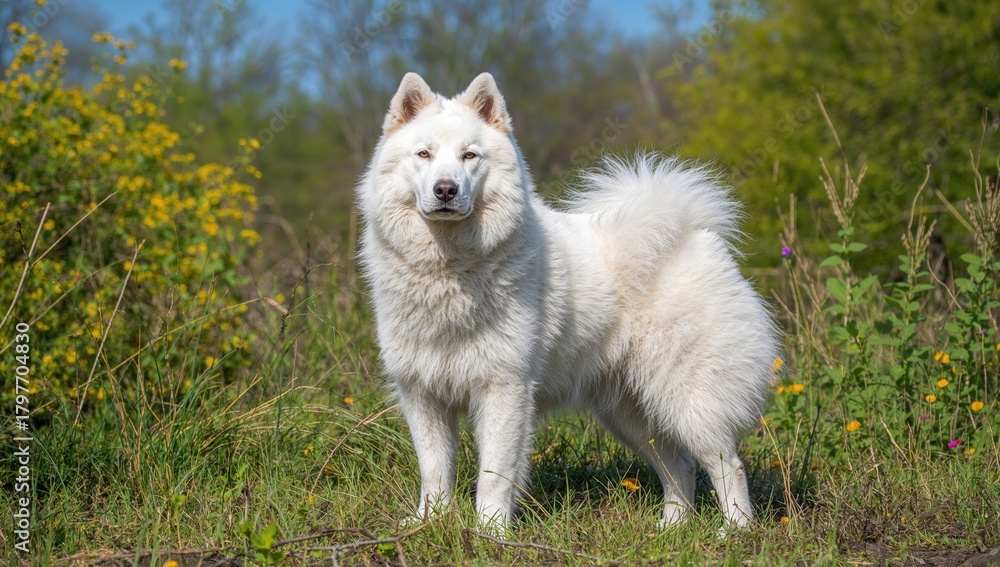 Obraz premium Yakutian laika breed, known for its endurance and adaptability, showcasing teamwork in a snowy environment