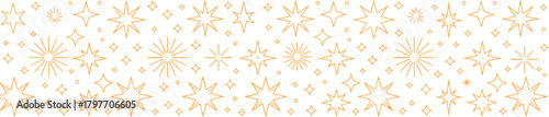 Orange starburst and sparkle pattern on white background