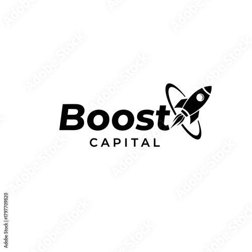 Boost Capital logo design featuring a dynamic rocket ship icon.