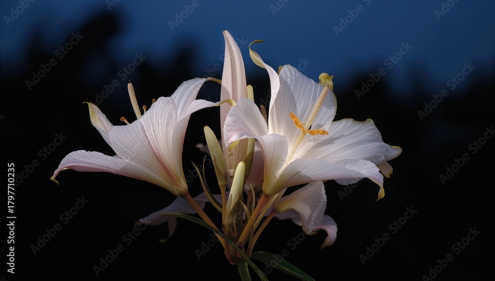 Fototapeta premium The wijaya kusuma flower blooms uniquely at night, showcasing its rare beauty and nocturnal nature