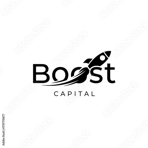 Boost Capital logo design featuring a dynamic rocket ship icon.