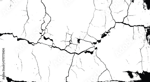 Wall crack black silhouettes, Surface cracks, earthquake effect. Ground split fracture line icon. Broken ground, wall, glass vector. 