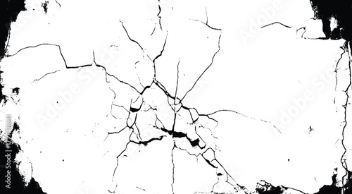 Black cracks isolated on white background. damaged stone. Texture for overlay. 
