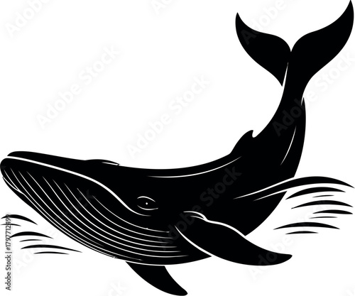 Majestic whale breaching ocean waves marine life