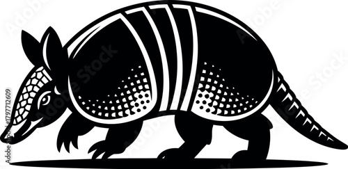Black armadillo walking graphic illustration animal