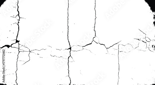 Cracks on the concrete wall. Cracks isolated on white background. Texture for overlay.  Wall Background. For designers to apply texture cracks to objects.