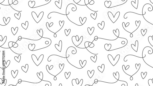Delicate hearts and swirls create a sweet seamless pattern, perfect for expressing love and tenderness on Valentine's Day or any special occasion