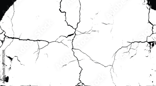 Textured background photograph of a white concrete wall. In the center is a large impact crack from being hit by a fist. Grunge. 