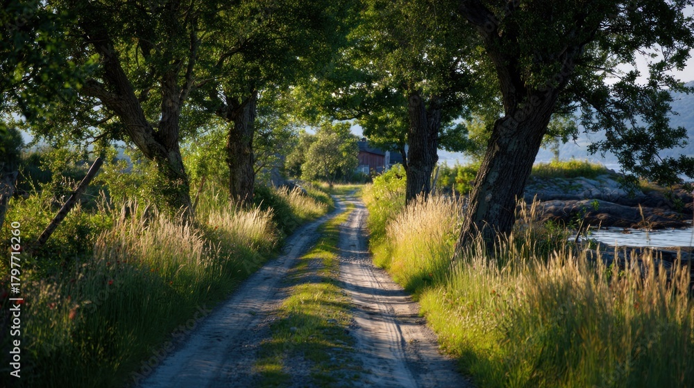 Fototapeta premium Country road through lush greenery