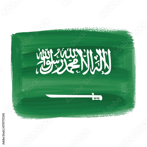 Vibrant watercolor design of the Saudi Arabia flag for national pride, cultural events, and patriotic celebrations during national holidays