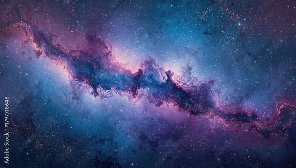 Obraz premium Nebula and cosmic space filled with stars, a backdrop for editorial design