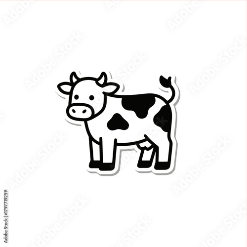 Cute cartoon cow illustration perfect for children's books and farm-themed designs, a simple and charming dairy animal icon for educational projects