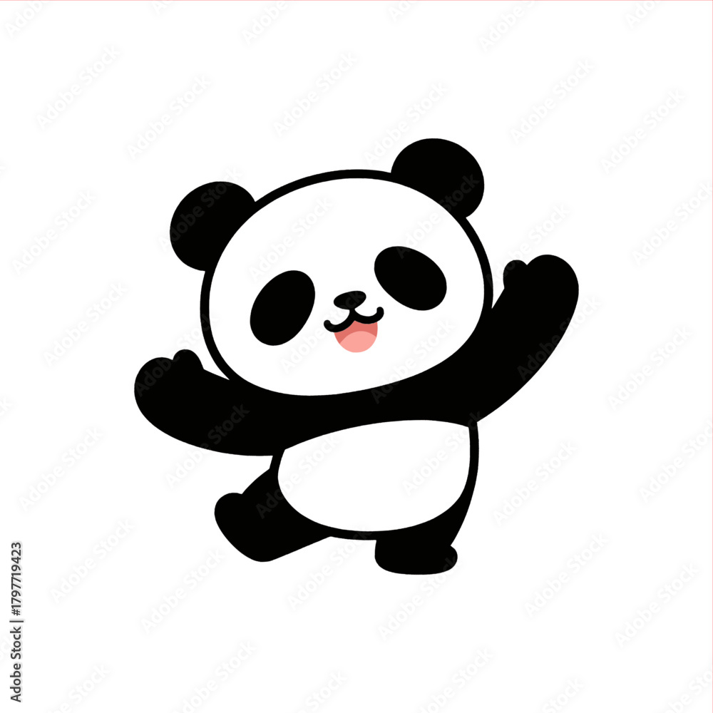 Naklejka premium Cute Panda Waving Hello with Playful Charm, Perfect for Children's Designs and Educational Resources, Bringing Smiles and Joy to Any Project