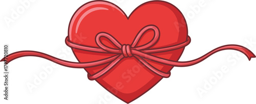 Red heart shape with pink ribbon and bow vector