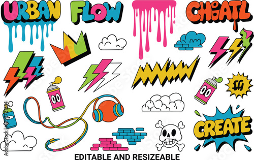 Vibrant Graffiti Street Art Elements Collection