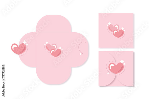 Envelope pink love cute die cut template square envelope valentine design