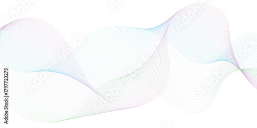 Abstract backdrop with colorful wave gradient lines on white background. Modern technology background, wave design. Vector illustration