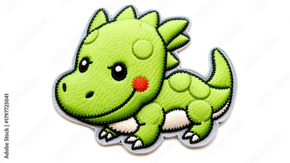 Fototapeta premium Kawaii mint dino applique
