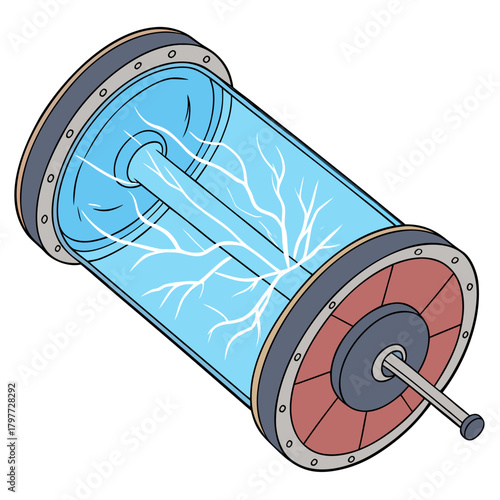 Futuristic science fiction cryogenic chamber with glowing blue energy and intricate white branching patterns inside