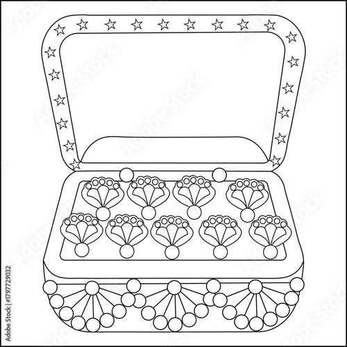 Decorative pouch with flowers outline drawing