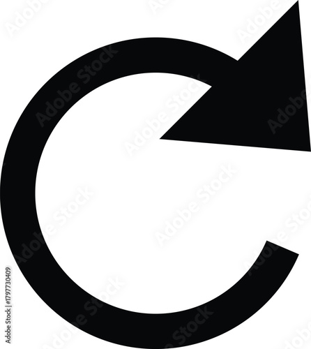 Clockwise Refresh Arrow Icon – Black Circular Symbol