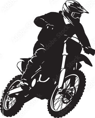 Dynamic motocross rider jumps high on dirt bike, feeling the thrill of adventure and speed, perfect for extreme sports enthusiasts and action designs