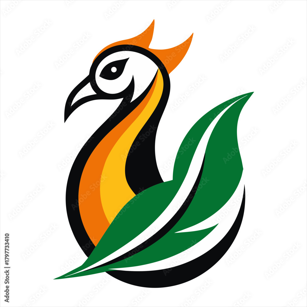 Fototapeta premium A modern stylized peacock mascot vector logo design
