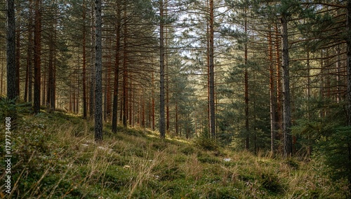 Fototapeta Naklejka Na Ścianę i Meble -  Wild alpine virgin forest in High Tatras mountains, urban density