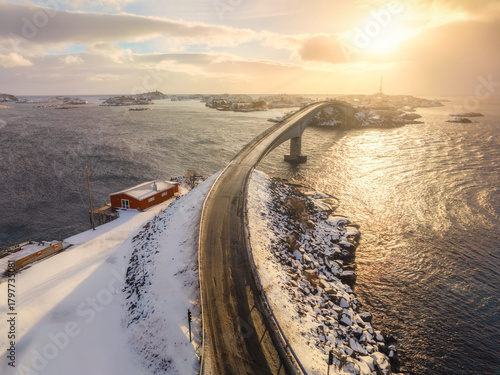 Aerial winter view of coast...