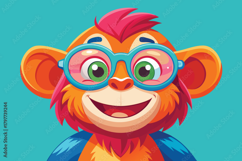 Fototapeta premium playful vector illustration of a cute cartoon monkey.