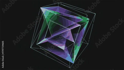 Colorful abstract geometric gem background with shining crystal shapes