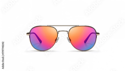 Sports sunglasses arranged on a plain white surface, showcasing efficiency