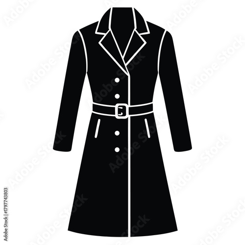 trench coat silhouette icon on white