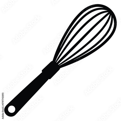 wooden whisk on white background
