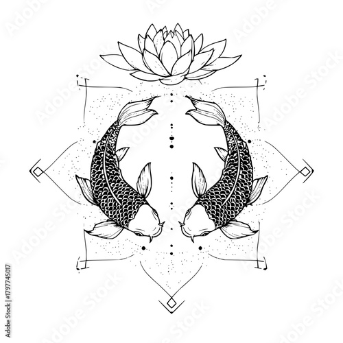 Dive into serenity: koi fish and lotus flower mandala art that will bring tranquility to your day share now