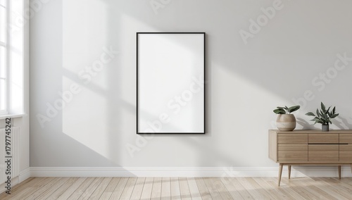 Contemporary poster frame displayed in a modern home setting, ideal for enhancing interior aesthetics