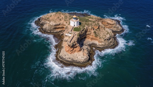 Fototapeta Naklejka Na Ścianę i Meble -  Centuries-old lighthouse and observation post, unique coastal erosion and geological features