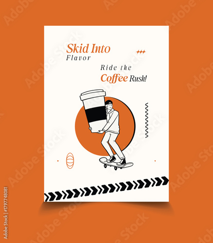 Coffee Sip Bite Croissant Morning Poster