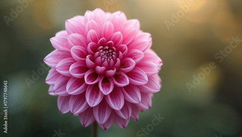 Close-up of a vibrant pink dahlia flower, showcasing its intricate details and textures, seasonal beauty