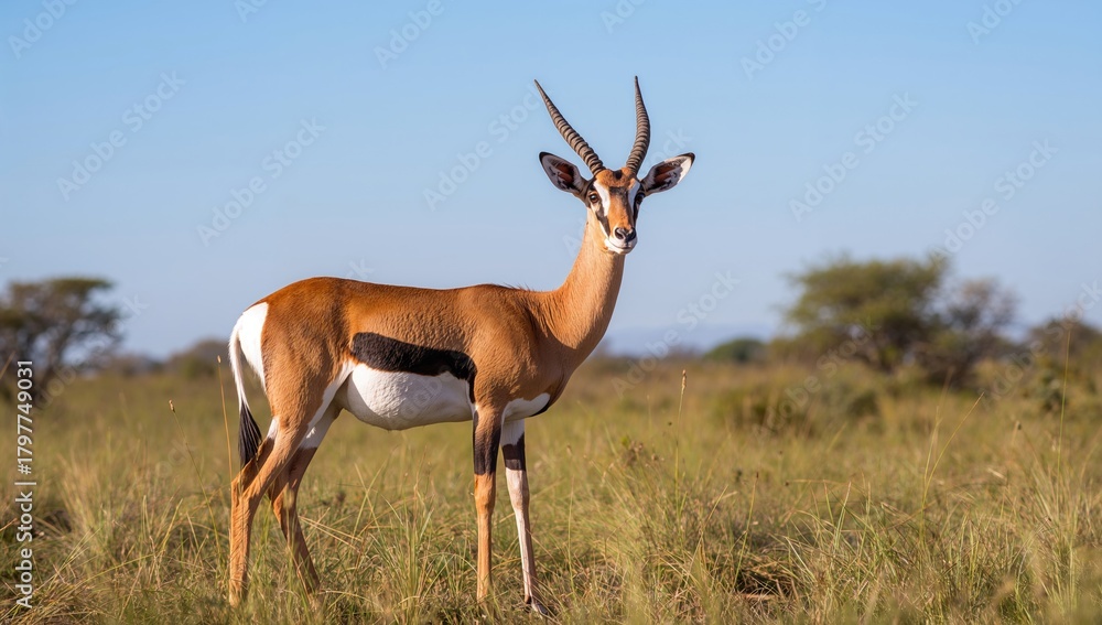 Naklejka premium Thomson's gazelle in a natural desert setting, highlighting the challenges of survival in arid environments