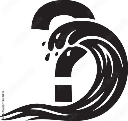 Isolated a kind of wave shaped as question mark vector silhouette symbolizing uncertainty ocean mystery curiosity and philosophical water themes