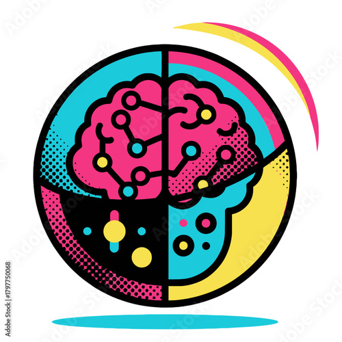 Agentic Artificial Intelligence (AI) and complex digital workflow. Abstract illustration of a connected system, intelligent processing core, and modern software agents architecture
