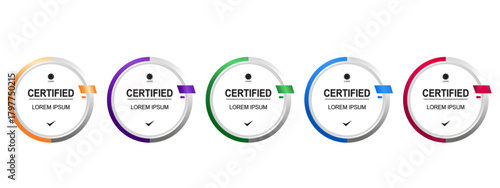 Set certificate badge circle or rounded template vector editable
