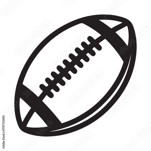 Rugby Ball Vector Outline Icon Illustration