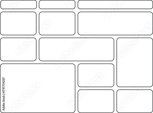 Abstract layout design with rounded rectangles for website presentation and app template interfaces providing a modern style and simplicity of design